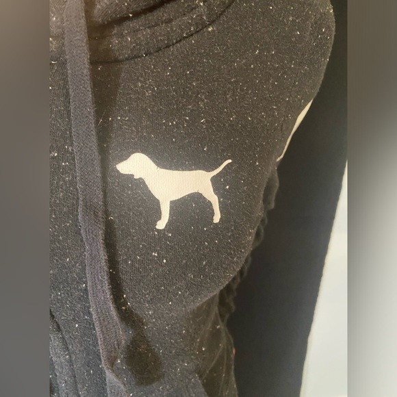 Victoria’s Secret Pink zip up hooded sweatshirt, black so small - Picture 4 of 10